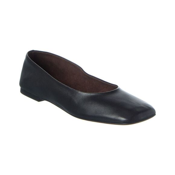 The Row Shoes - The Row Square Leather Ballet Flat, Black